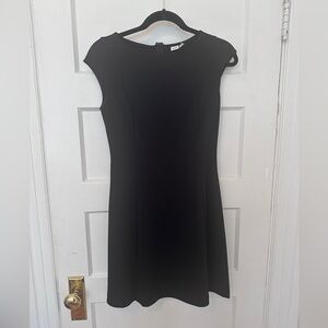 Black cap sleeve ponte mini dress